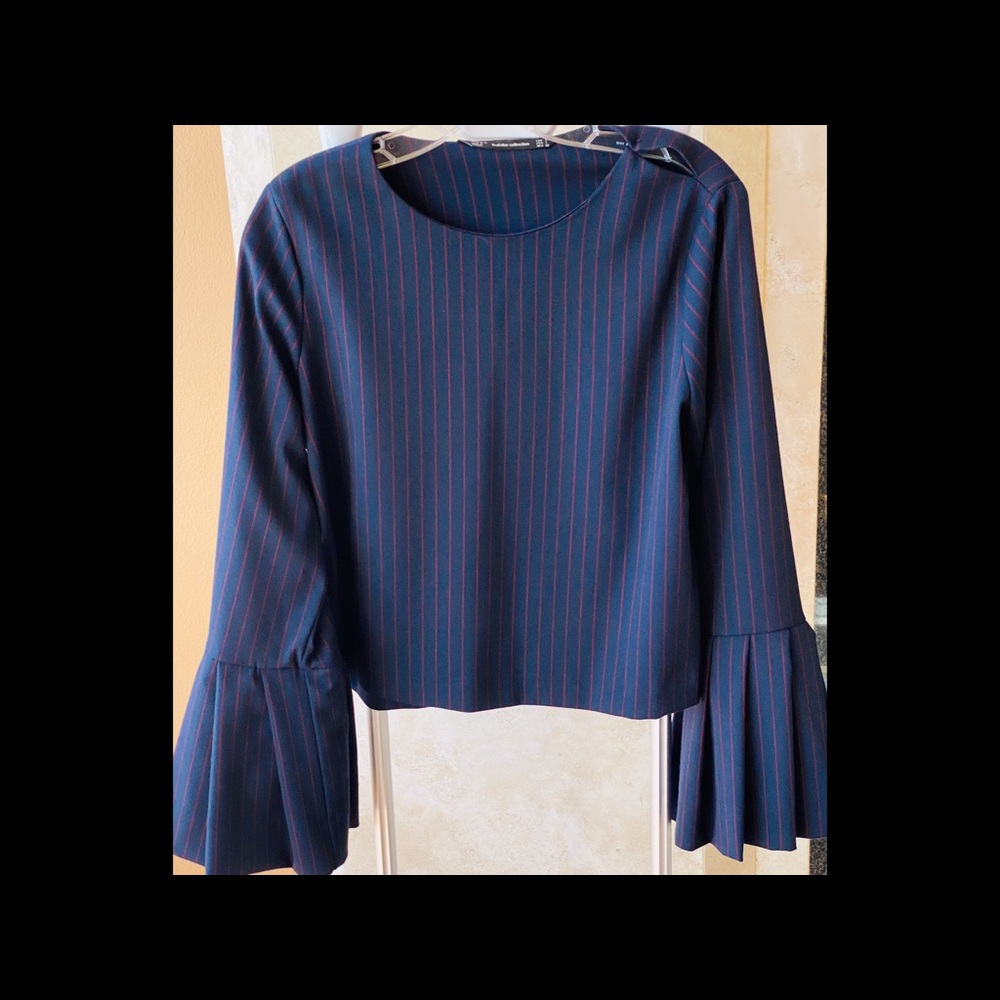 Zara red and blue long sleeves top